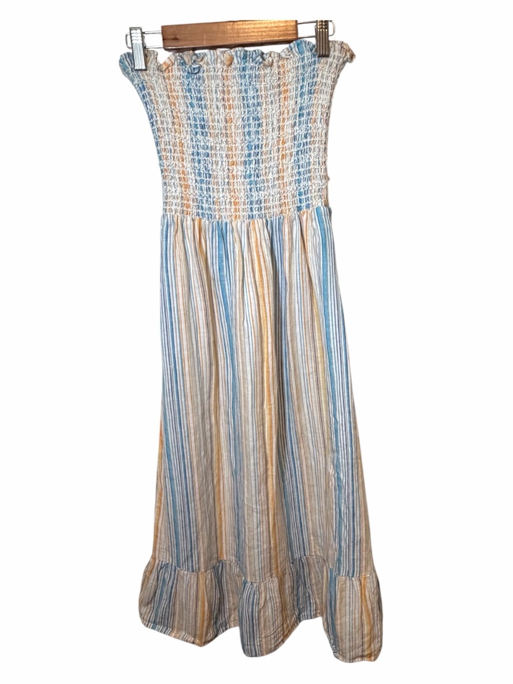Reformation Marbella Bermuda Smocked 100% Linen Midi Dress Size S View 5
